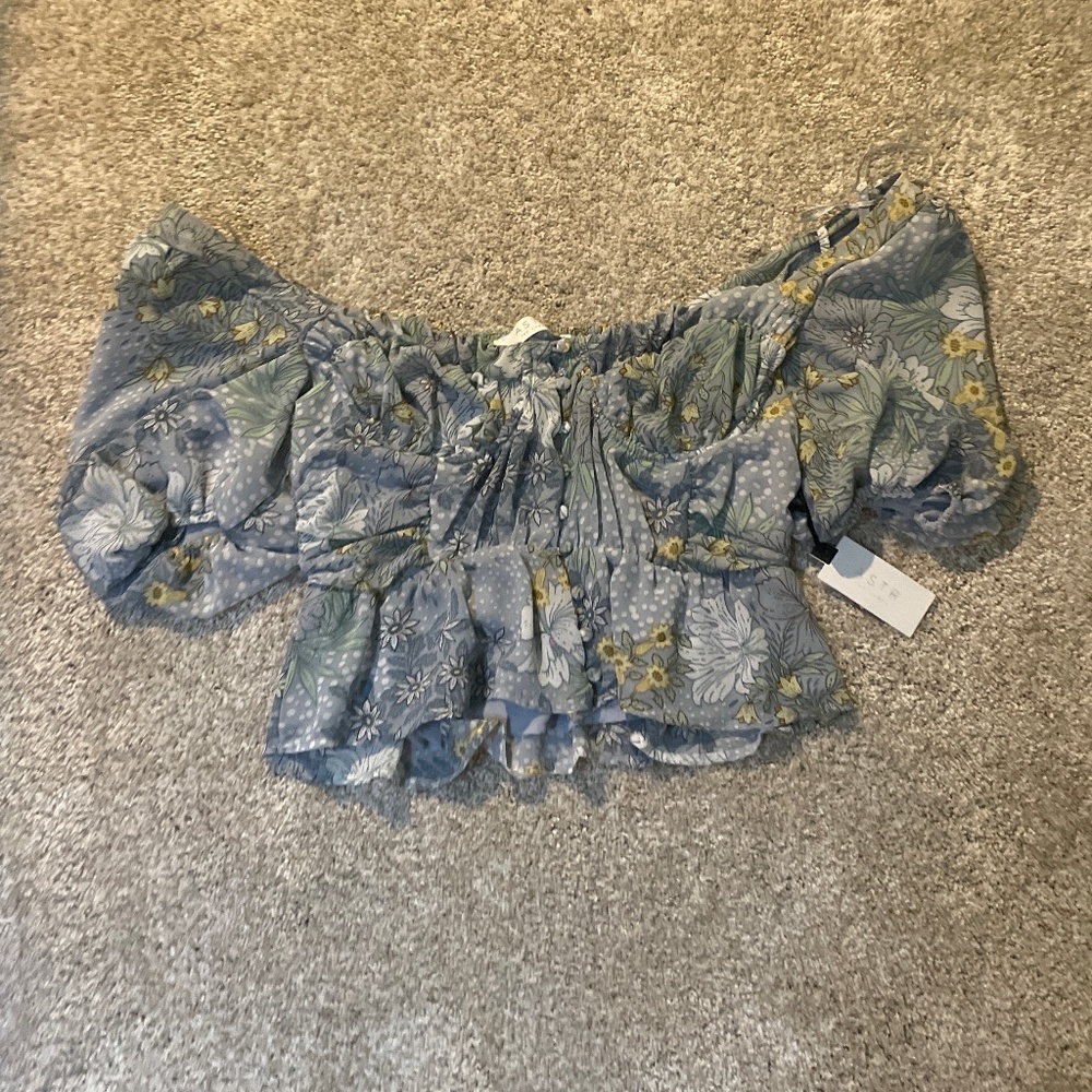 Blue Floral crop top